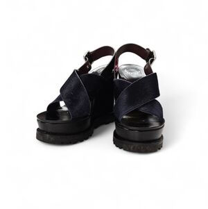 Marc By Marc Jacobs Irving Ponyhair Wedge Sandals In Black And Blue Sz 9.5